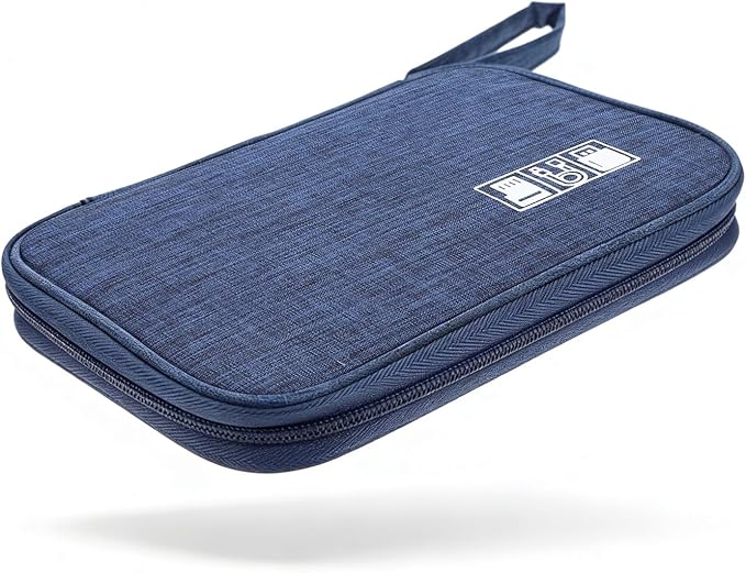 Yamrots Travel Cable Organizer, Electronic Organizer Travel Case, Portable Storage Bag for SD Card, Charger, Power Bank, Earphone (Navy blue)