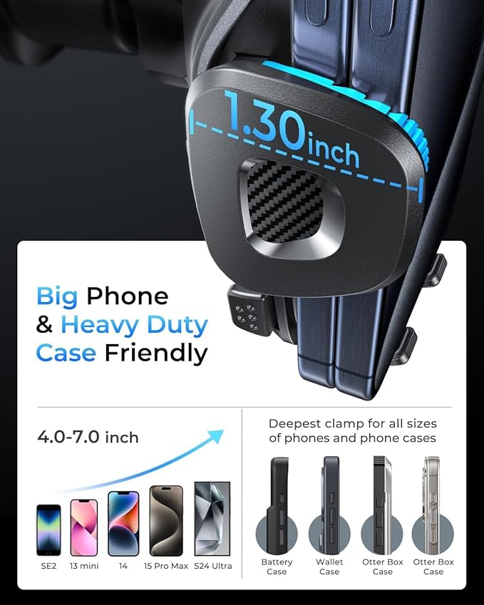 MRGLAS 2026 Upgraded Phone Holders for Your Car with New Metal Hook Clip, Handy Air Vent Cell Phone Car Mount [One Hand Operation], Universal Automobile Cradle for iPhone Android and All Smartphones