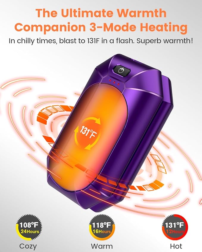 AI Hand Warmers Rechargeable 2 Pack, Electric Handwarmers Reusable, AI Smart Safe Heat Long Lasting Portable Pocket Heater, Warm Gifts for Men Women Outdoor Indoor Hiking Studying Hunting Golf Camping