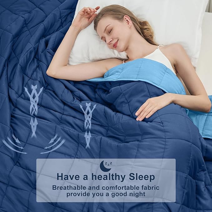 Blue Weighted Blanket for Adults 20lbs, 88"x104", King Size Cooling Heavy Throw Blanket for 180-220lbs, Microfiber Soft Thick Big Blankets Weighted Comforter Gifts for Sleeping