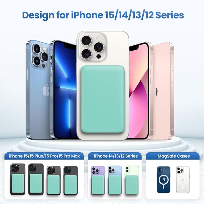 Magnetic Portable Charger 10800mah for Magsafe Battery Pack, Wireless Power Bank with PD Fast Charging,Travel Essential Phone Battery Charger for iPhone 17/16/15/14/13/12 Series-Green