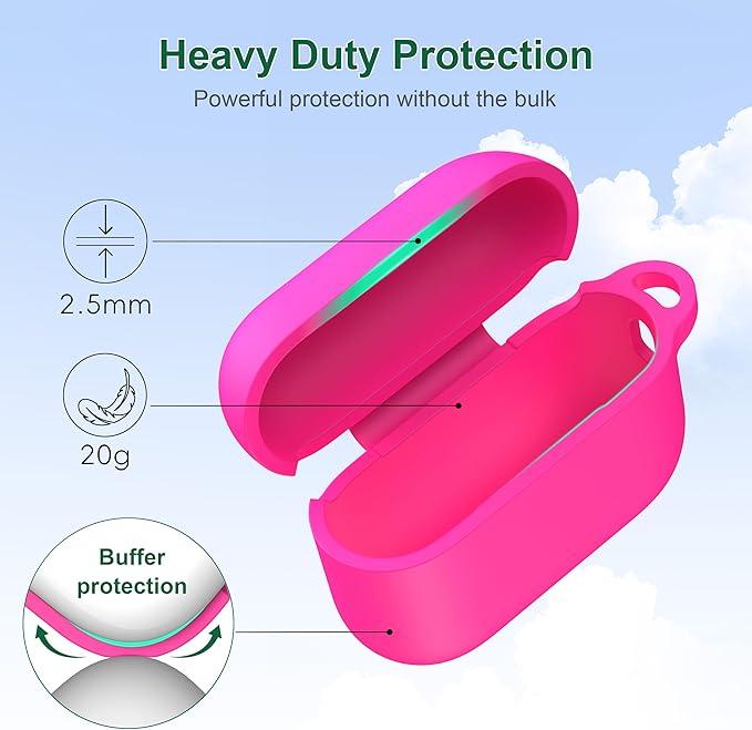 R-fun for AirPods Pro 3 Case (2025), Soft Silicone Protective Case Cover Compatible with Apple AirPods Pro 3rd Generation (USB-C Cable) for Women Men with Cleaning Kit and Keychain, Rose Pink
