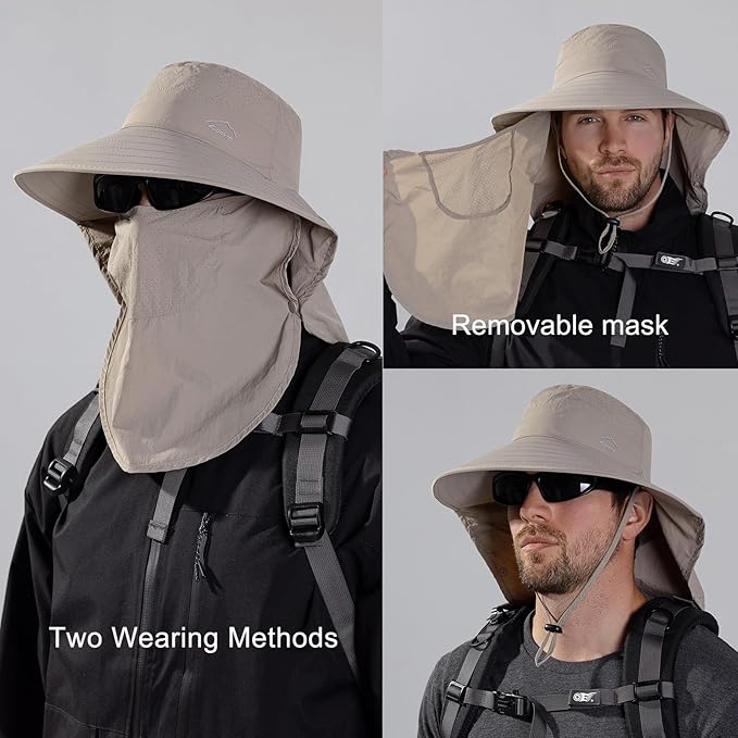 Sun Hat for Men Women with Neck Flap,UPF 50+ UV Protective Hiking Fishing Hats,Wide Brim Sun Hat for Women&Men