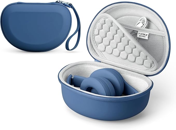 Hard Case for Beats Solo 4/Solo 3/Studio Pro/Studio3 On-Ear Headphones, Universal Portable Travel Organizer Bag with Honeycomb Lid Protection (Blue)