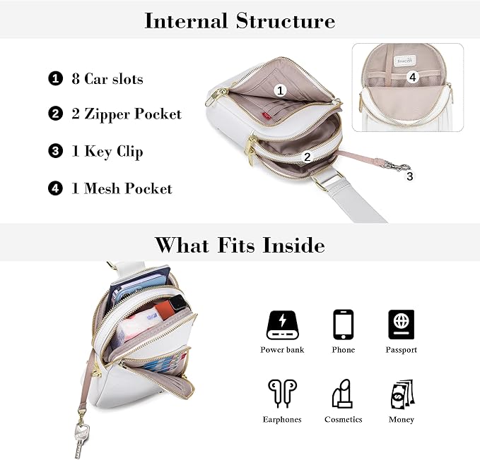 INICAT RFID Blocking Sling Bag, Anti Theft Crossbody Bag for Women Compact Travel Purses Leather