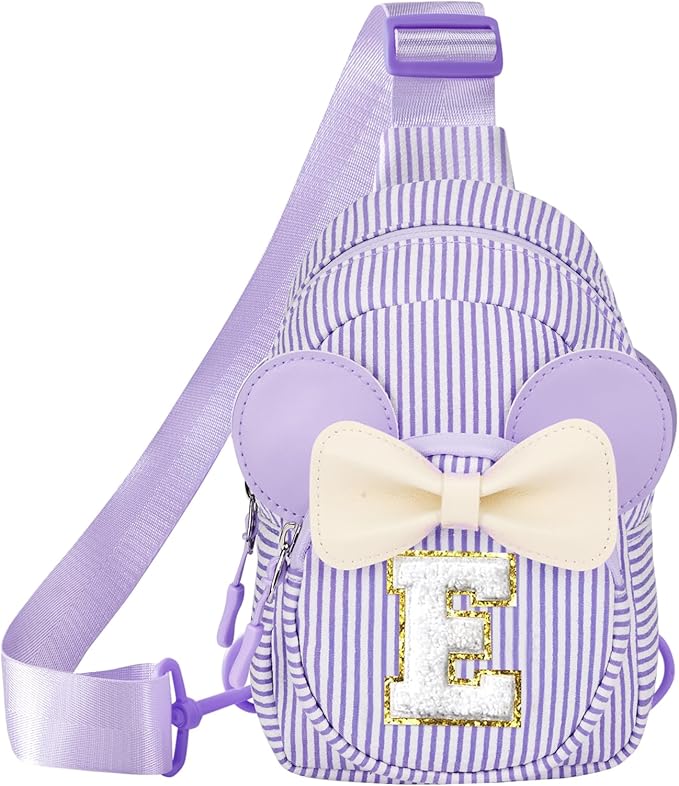 Girl's Initial Crossbody Sling Bag, Small Toddler Fanny Pack For Girl Kid, Girls Purses For Birthday Gifts For 3 4 5 6 7 8 Years Old