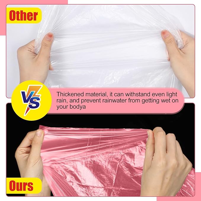 Handepo 150 Pack of Adult Rain Ponchos with Hood, Disposable Rain Ponchos, Plastic Raincoat Poncho for Adult Homeless