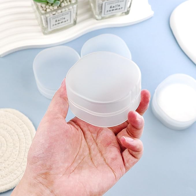 Plastic Cotton Round Holder Cosmetic Cotton PadHolder Multiple Colors Portable Travel and SealedSuitable for Makeup Remover BallsBeads 4 Pack (Whitish-Transparent)