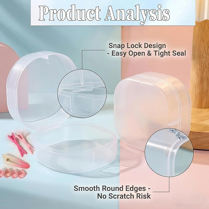 QUUPY Portable Cotton Pad Holder Travel Storage Organizer 2Pcs 7x3.6cm Frosted Clear Plastic Sealed Container for Makeup Remover Pads Cotton Balls Purse Gym Bathroom