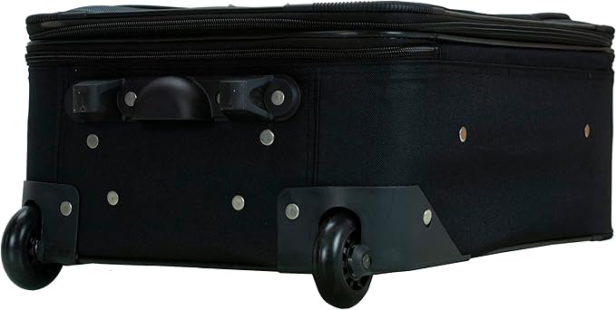 Rockland Fashion Softside 2 Piece Luggage Set, Expandable, (14" Tote/19" Upright), Black Gray