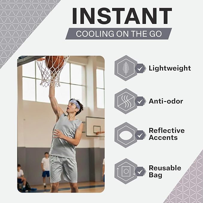 COLD FACTOR Cooling Headband for Women and Men – UPF 50+ Advanced Evaporative Comfort, Instant Cooling Sweatband for Outdoor Sports, Fitness, Yoga, Hiking, Running, and Workout