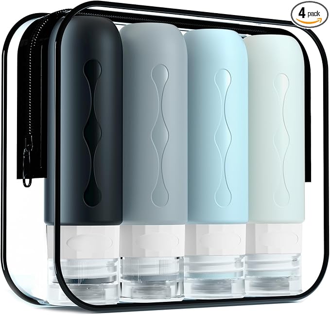 Gemice Travel Bottles for Toiletries, Tsa Approved, Travel Size Containers, BPA Free Leak Proof Tubs Refillable Liquid Accessories for Cometic Shampoo and Lotion Soap