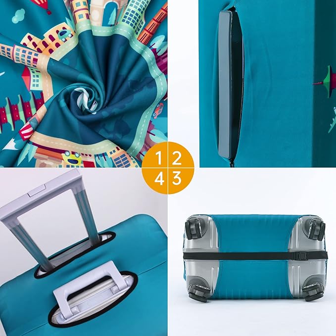 Travelkin Luggage Covers For Suitcase Tsa Approved,Suitcase Cover Protector Fit 18-32 Inch Luggage (Dreaming Blue-L)