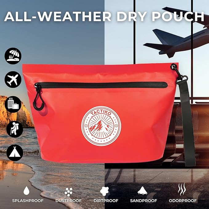 3-Pack Tactiko Heavy-Duty Splash Water Resistant Zipper Pouches - 3 L Hold-All Organizers for Dry Bags, Travel Bags (3, Red/Blue/Black)