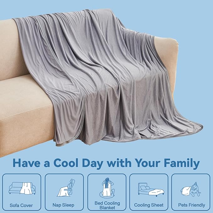 Ailemei Direct Cooling Blanket Queen Size for Couch, Double Side Summer Cooling Blankets for Hot Sleepers, Lightweight Ice Cool Blanket to Relieve HotFlashes, Breathable Bed Cold Blankets for Sleeping