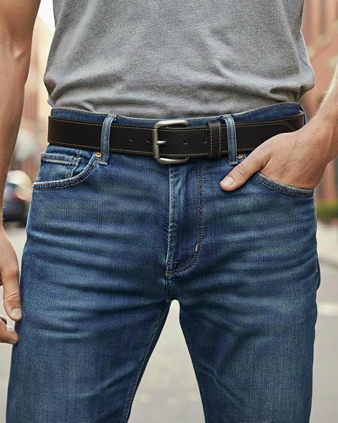 First Mfg Co - Mens Premium Leather Belt With Removable Buckle And Hidden Zipper Money Belt Daily Wear For Pants Perfect Fit