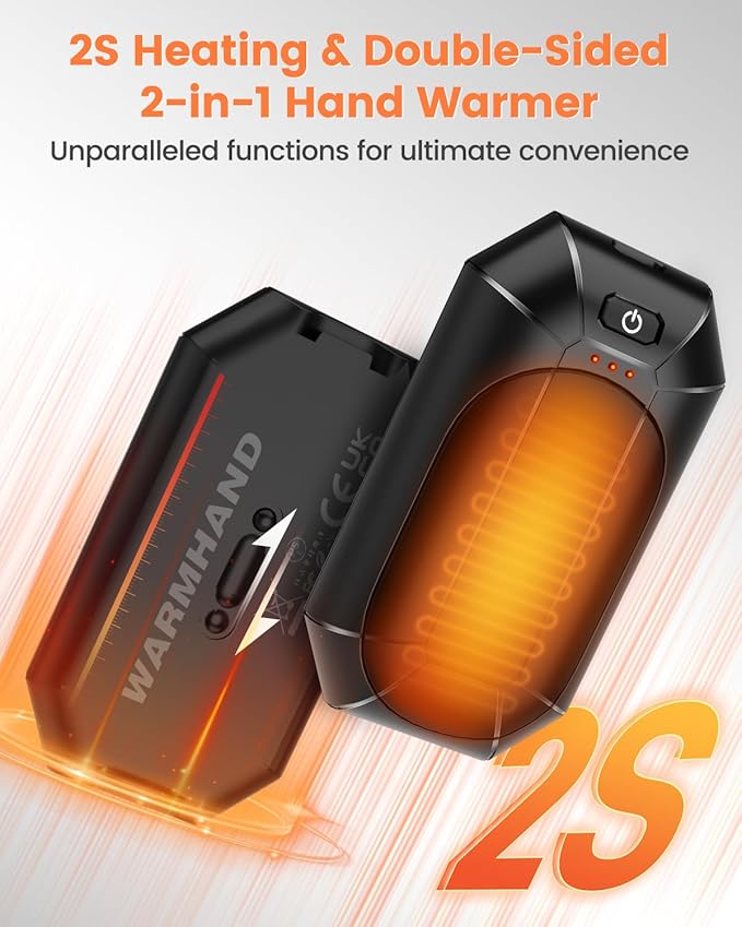 AI Hand Warmers Rechargeable 2 Pack, Electric Handwarmers Reusable, AI Smart Safe Heat Long Lasting Portable Pocket Heater, Warm Gifts for Men Women Outdoor Indoor Hiking Studying Hunting Golf Camping
