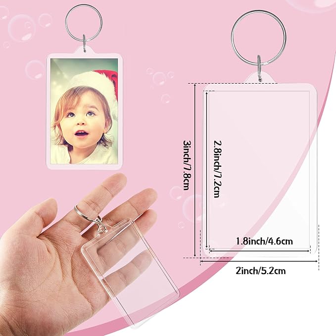 Inbagi Picture Frame Keychain Acrylic Clear Rectangle Photo Keychain Blanks