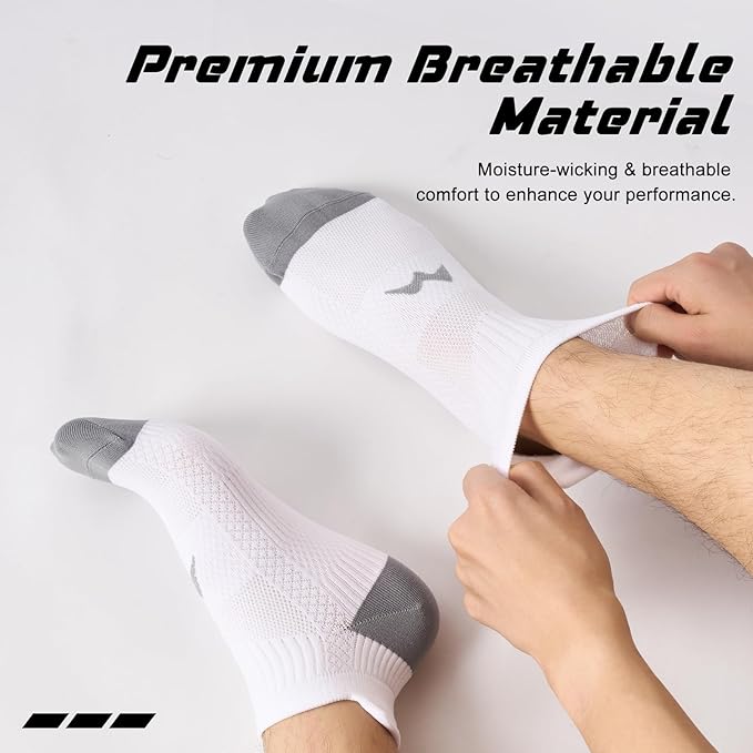 Ankle Compression Socks for Men and Women 6 Pairs, Low Cut Breathable Seamless short Running Socks with Arch Support