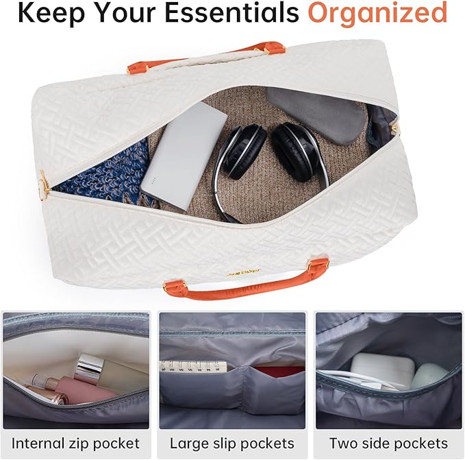 Weekender Bag for Women, 5 Pcs Set Carry on Overnight Bag, 23" Large Travel Duffel Bag with Waterproof Shoe Compartment for Weekend Travel Business Trip