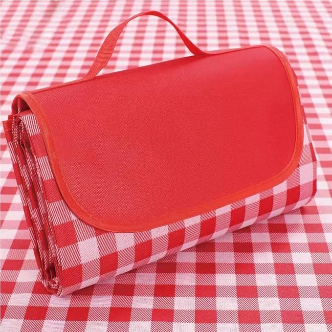 PUPOPIK Outdoor Picnic Blanket, Foldable Waterproof Sand Beach Mat in Large 80x60in for Beach Camping Hiking Travel Family Concerts Portable Beach Blankets (Red)