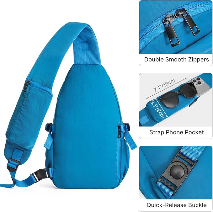 G4Free Sling Bag for Men Women, RFID Blocking Crossbody Bags, Hiking Daypacks Small Sling Backpack Chest Shoulder Bag Travel - Navy Blue