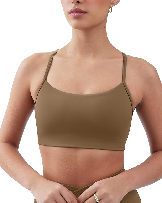 PAVOI ACTIVE Yoga Racerback Bras for Women - Buttery Soft Low Support Scoop Neck Y-Back Thin Strap Sports Bra - FlexFlow