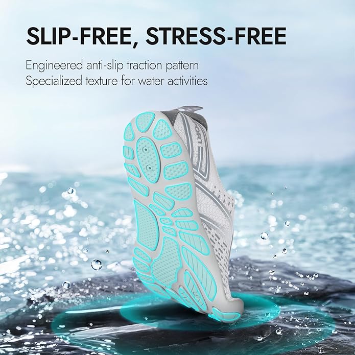 ATHMILE Hiking Barefoot Water Shoes for Women Men Beach Swim Aqua Pool River Quick Dry Athletic Wide Toe Outdoor Sport Kayaking Boating Rock Climbing Yoga Lake