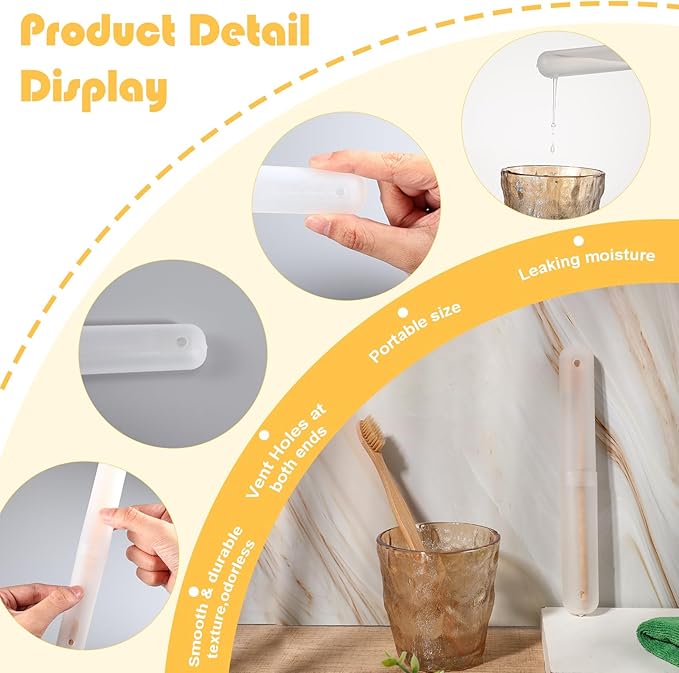 CHENGU 40 Pieces Travel Toothbrush Holder Case Portable Plastic Clear Case Holder Toothbrush Carrier Cover Storage Bulk Containers for Traveling Camping Bathroom Business School(White)