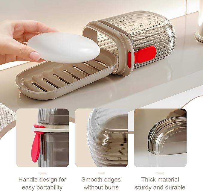 Travel Soap Case Portable Set of 2 - Leakresistant and Waterproof Small Soap Containers with Lid for Bathroom, Shower, Gym, or Travel - Efficient Drainage Design Keeps Soap Dry and Secure
