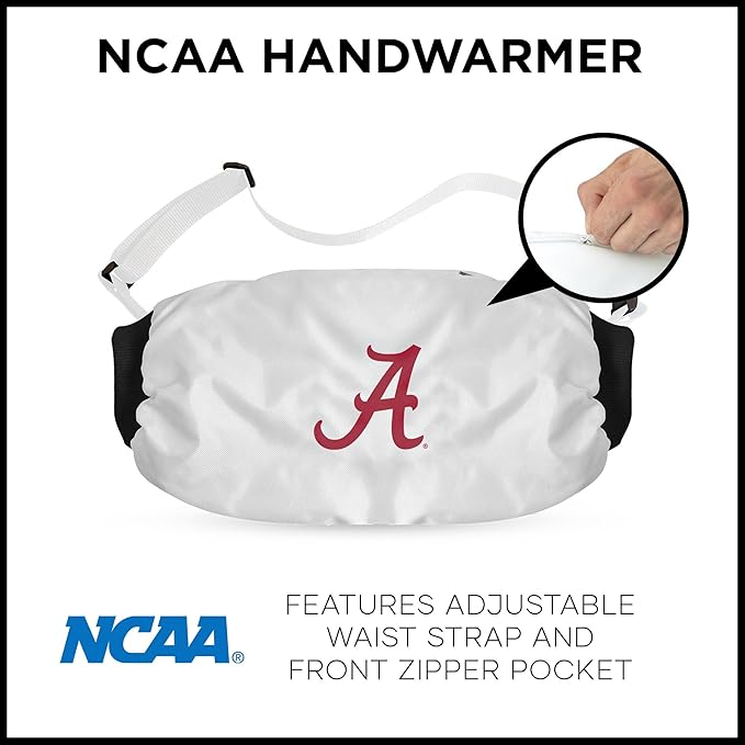 Northwest NCAA Alabama Crimson Tide Hand Warmer with Adjustable Waist Strap, Officially Licensed Cold Weather Hand Muff for College Sports, Outdoor Sports, Insulated Pocket, Polyester, 7 x 15 in
