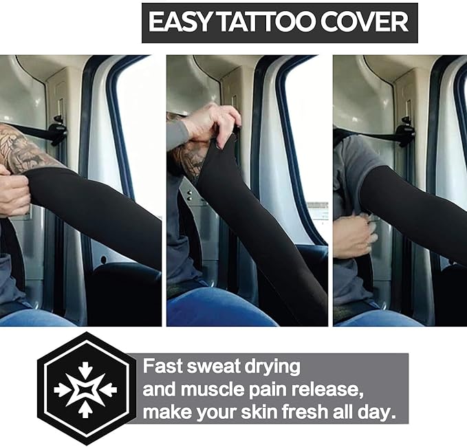 4-Pairs Arm Sleeves for Men and Women - Tattoo Cover Up - Cooling Sports Sleeve for Basketball Golf Football