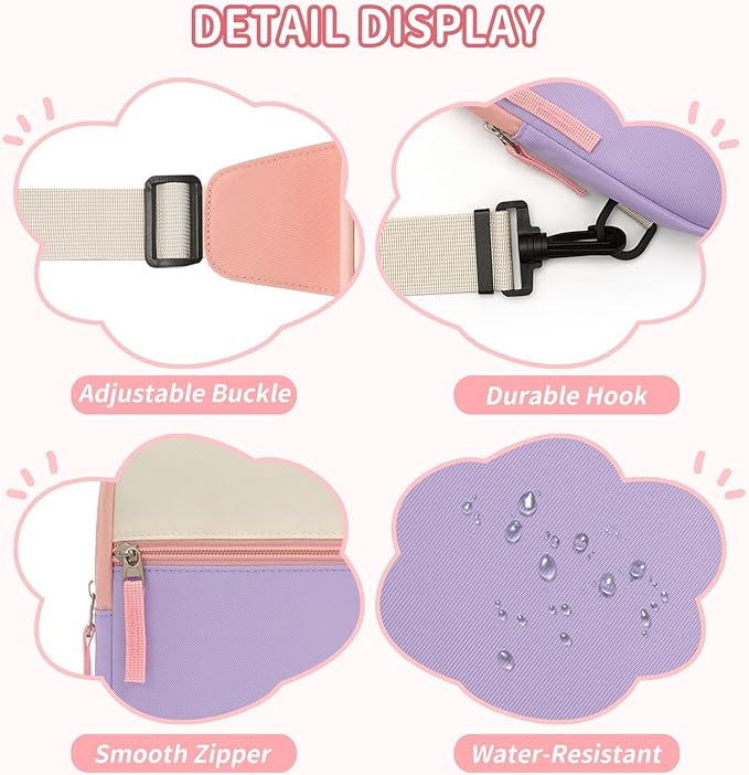 Birthday Gifts for 8 9 10 11 12 Year Old Teens Girls Kids, Fanny Pack Crossbody Bag Sling Belt Bags Purse, Dorm Travel Essentials for Girls Fashion, Preppy Tween Teen Girl Gift Trendy Stuff