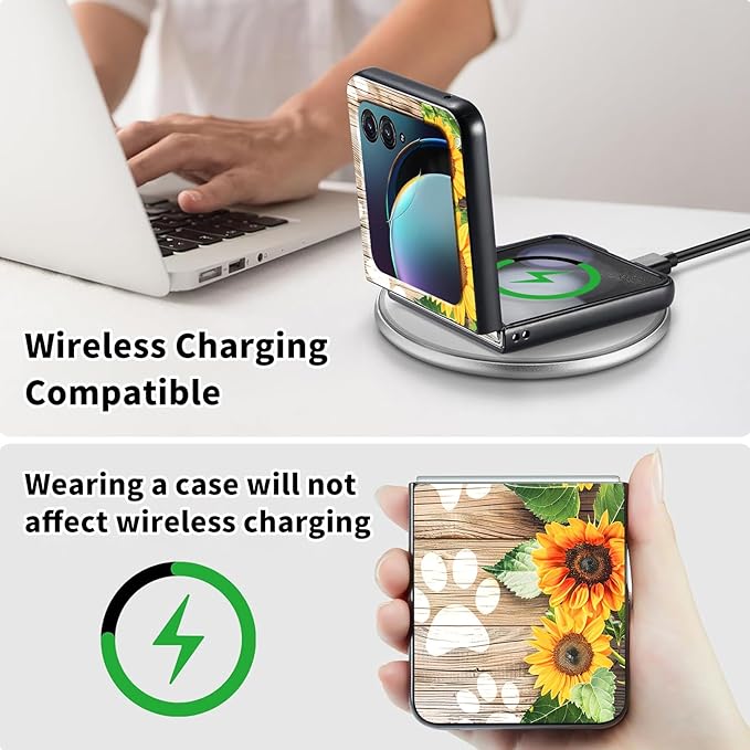for Motorola Razr 2025 Case,for Moto Razr 60 Phone Case Cute Slim Hard PC Ultra-Thin Anti-Scratches Shockproof Protective Phone Cover,Sunflower Wood Paw