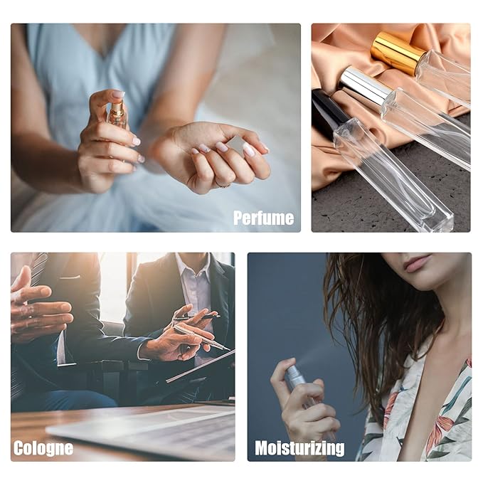 Lil Ray 10ml Perfume Atomizer for Men & Women. Refillable Glass Spray Bottle. Portable Fragrance Bottle for Travel,Party (6PCS,Gold)