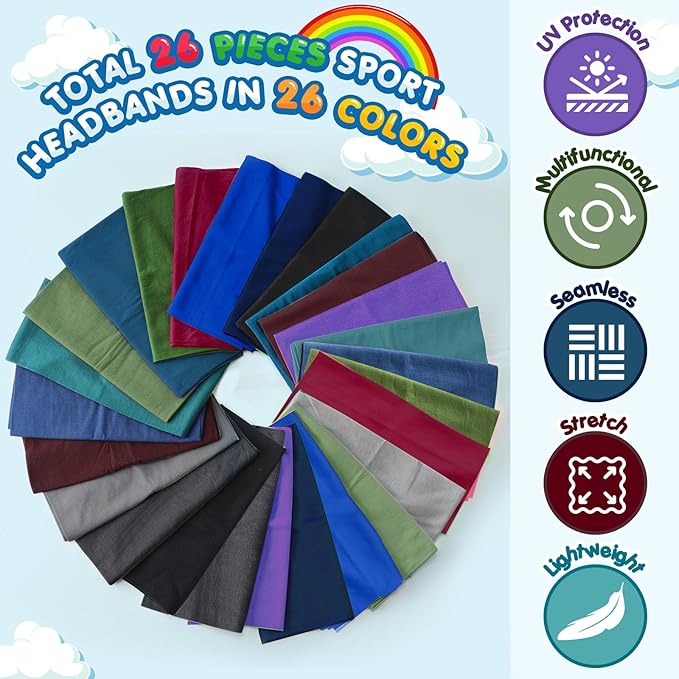Jiuguva 26 Pcs Neck Gaiter Men Face Mask Headband Boho Head Wrap Headwear Bulk Hiking Seamless Neck Scarf Skull Bandana Women