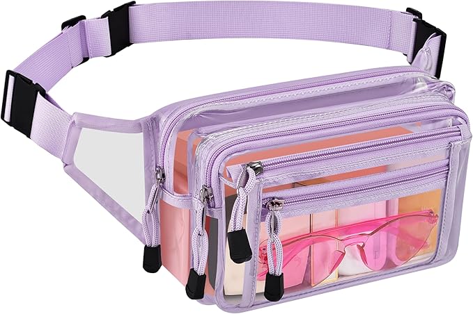 Clear Bag Stadium Approved Clear Fanny Pack for Women for Work,Multi-purpose Waist Bag for Travel & Sporting Event