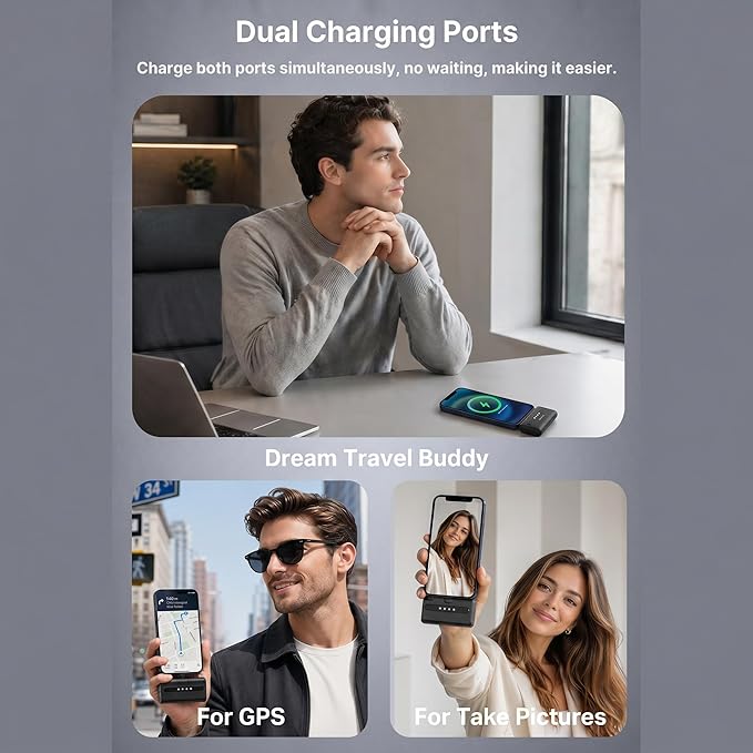 MS123 Portable Charger Type C, Mini Power Bank with Earphones Wireless Bluetooth & 2-Pack USB C Adapter Port, (2500mAh) Compatible with All iPhone 12-17 Plus/17 Pro/17 Pro Max, Samsung Galaxy Android