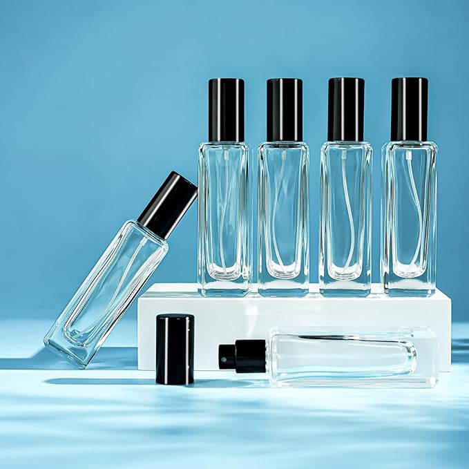 YU FENG 6 Pack Clear Glass Perfume Sprayer Bottle, 30ml Portable Perfume Fine Mist Sprayer, Empty Refillable Travel Perfume Bottle