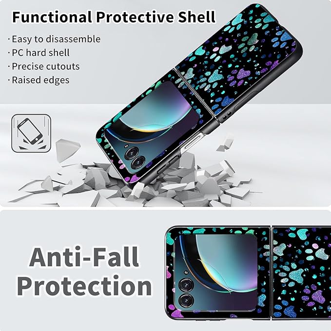 for Motorola Razr 2025 Case,for Moto Razr 60 Phone Case Cute Slim Hard PC Ultra-Thin Anti-Scratches Shockproof Protective Phone Cover,Green Paw Footprint