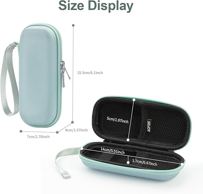 AGPTEK Carrying Case, EVA Zipper Carrying Hard Case Cover for Digital Voice Recorders, MP3 Players, Storage Holder for 3D Printing Pen, USB Cable, Earphones, Memory Cards, U Disk, Green