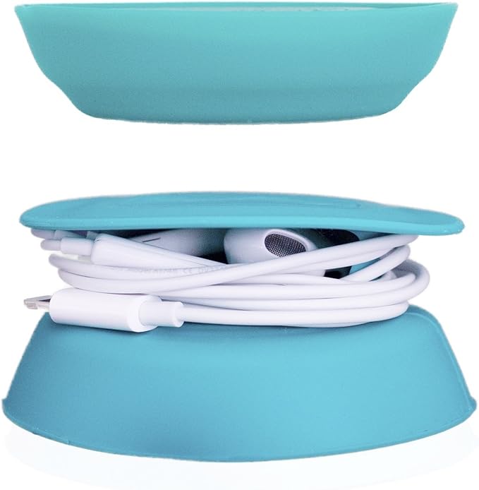 Budley - Tangle-Free Earphone/Earbud Case, Compact Storage System, Silicone (Teal, Set of 1)