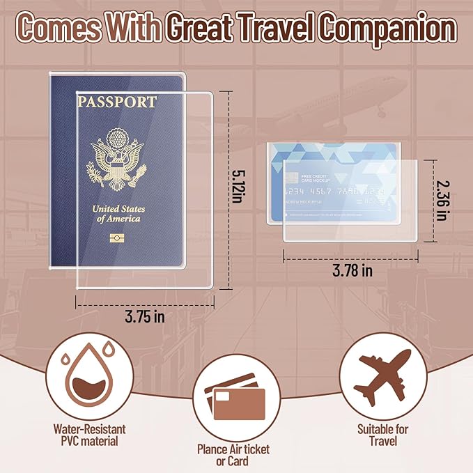 Family Passport Holder for 4 with Clear Passport Cover Anti-Theft RFID Blocking Passport Holder for Travel PU Passport Wallet Case Travel Document Organizer (Black)