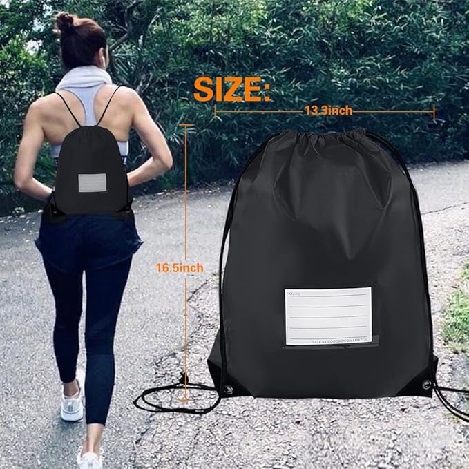 CODOBON 40 Pcs Drawstring Bags,Bulk Draw String Backpack, DIY Gym Sports Cinch Bag Sackpack for Women Men, Black