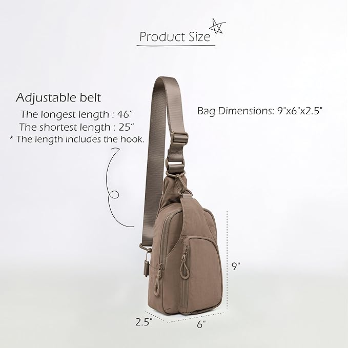 ODODOS Sling Bag with Adjustable Straps Crossbody Chest Bag Lightweight Backpack for Casual Traveling Hiking