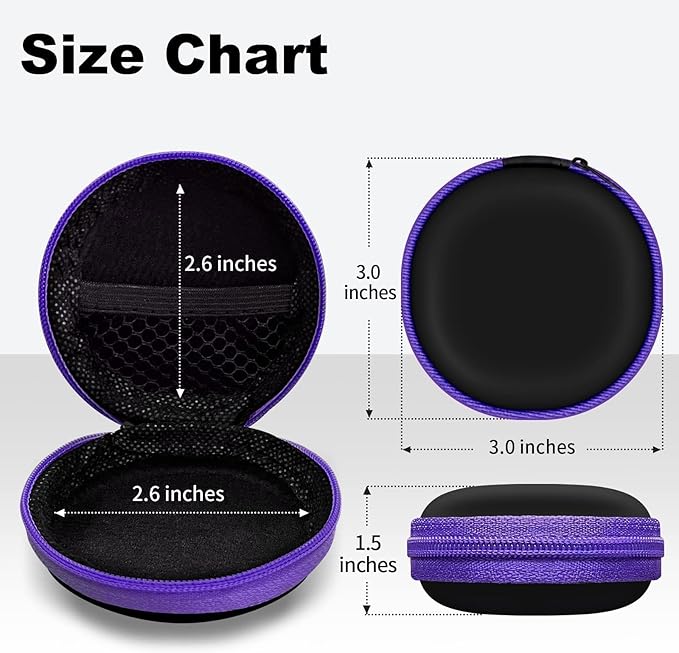 Square + Round Earbud Case Portable EVA Carrying Case Storage Bag Cell Phone Accessories Organizer with Carabiner for Earphone, Earbud, Earpieces, SD Memory Card, Camera Chips,Black