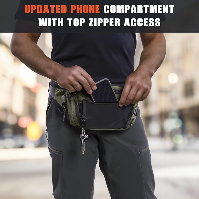 Tactical CCW Fanny Bag, Concealed Carry Fanny Pack w/Adjustable Waist Belt Tactical Waist Bag Handgun Pouch with Universal Pistol Holster, Everyday Hip Pack for Men Travel Outdoor (Range Green)
