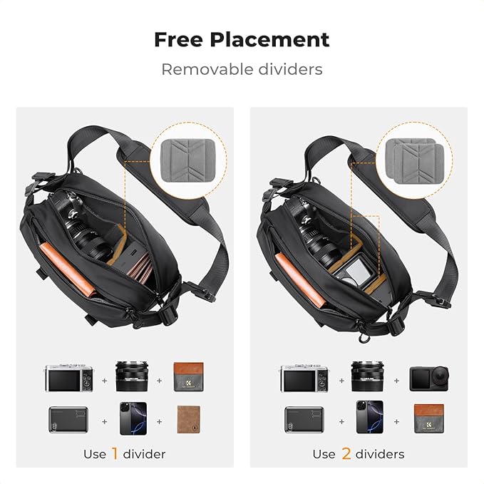 K&F CONCEPT Camera Sling Bag Crossbody Bag Waterproof Camera Shoulder Backpack DSLR/SLR/Mirrorless Camera Case