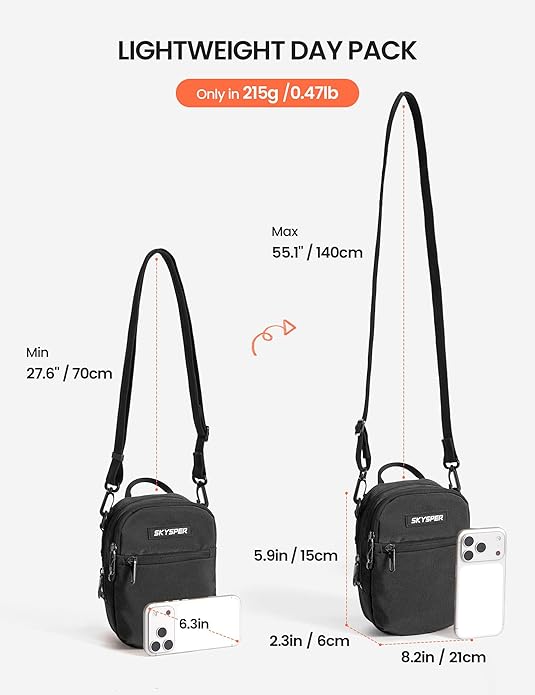 SKYSPER Small Anti Theft Crossbody Sling Bag RFID Cross Body Bag Travel Shoulder Daypack