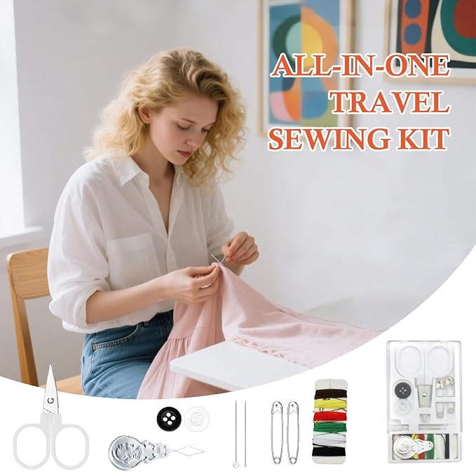 25 Boxes Mini Travel Sewing Kit Quick Fix Sewing Kits Bulk Basic Portable Pre Threaded Needle Emergency Repair Tool for Christmas Gifts Beginner Traveler Home Hotel (White)